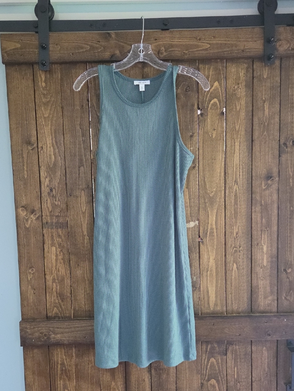 Nine West Sleeveless Ribbed Maxi Dress - Sage Green